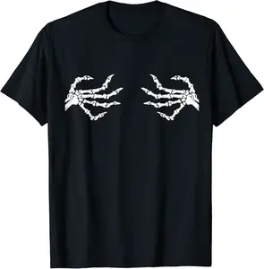 Funny Skeleton Hands Boobs Halloween Party Night Costume Tee T-Shirt - Tamauziabro Shop 59B07X9PLT2X
