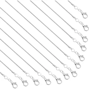 25 Pack Silver Chains for Jewelry Making, Paxcoo Metal Necklace Chains Bulk Silver Plated Snake Chains for Necklace Jewelry Making, 1.2 mm (18 Inches)