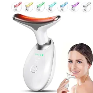 7 Color Facial Massager Tool, Facial and Neck Massager with 7 LED Light, Skin Care Device, Anti Wrinkle Beauty Machine, Suitable for Neck Facial Leg, Gift for Women Mother
