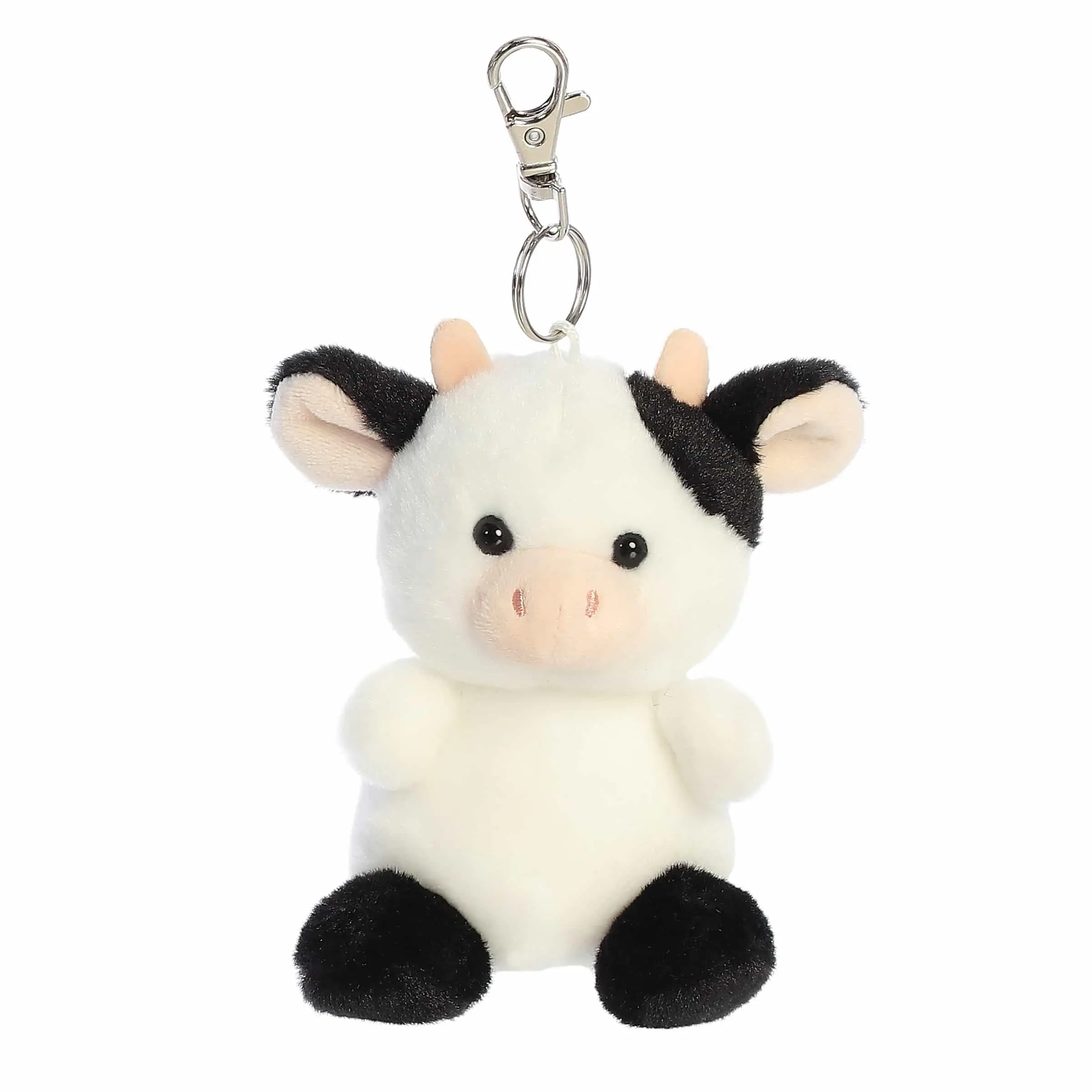 Aurora Adorable Palm Pals Sweetie Cow Clip-On- Fun Collectible Plush For Kids and Adult Collectors - Perfect For Backpacks and Birthday Gifts - White 4 Inches