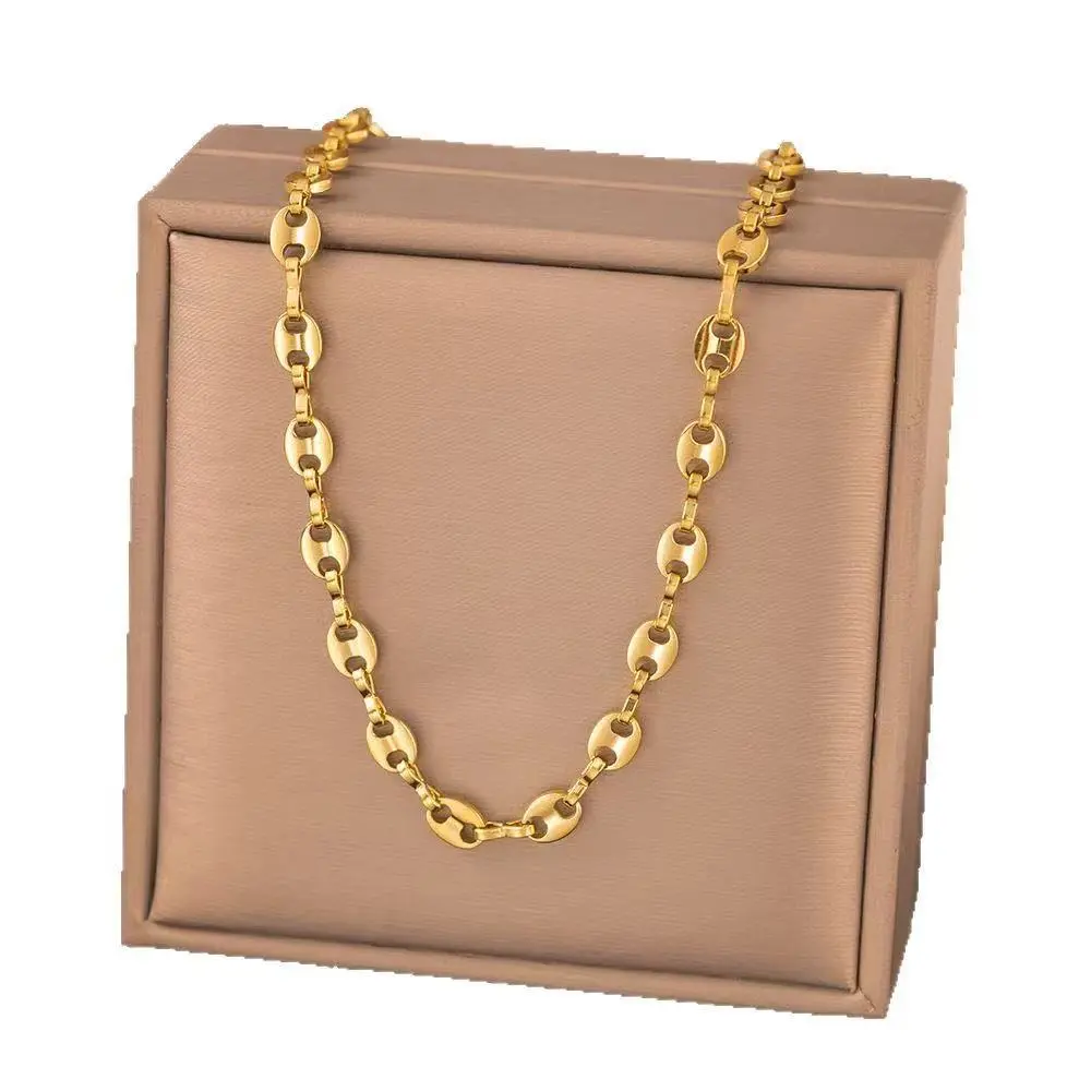 18K Gold Plated Stainless Steel Matching Link Chain Necklace and Bracelet, Available Separately or as a Set