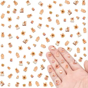 100PCS DIY Toy Mini Capybara Decor for Dollhouse, Resin Tiny Capybaras for Crafts, Micro Miniature Capybara for Fairy Garden, Dollhouse Micro Landscaping Decoration, Animals