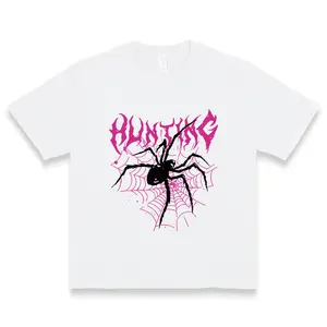 Hunting Spider Web Gothic Graphic Cotton Tshirt For Women Streetwear