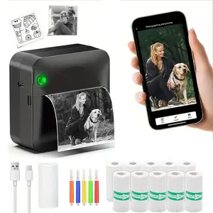 Portable Mini Thermal Photo Printer, Smartphone Photo Printer, Inkless Bookmark Printer for Android & iOS Phones, Portable Instant Print, Prints Photos, Lists, Memos, Qr Codes, Notes