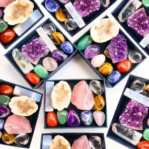 Natural Crystal Chakra Set, Amethyst Cluster Agate Cave Selenite, Crystal Furniture Decoration, Christmas & Thanksgiving Gift