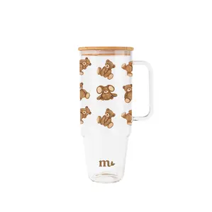 40oz Glass Tumbler - Teddy Bear
