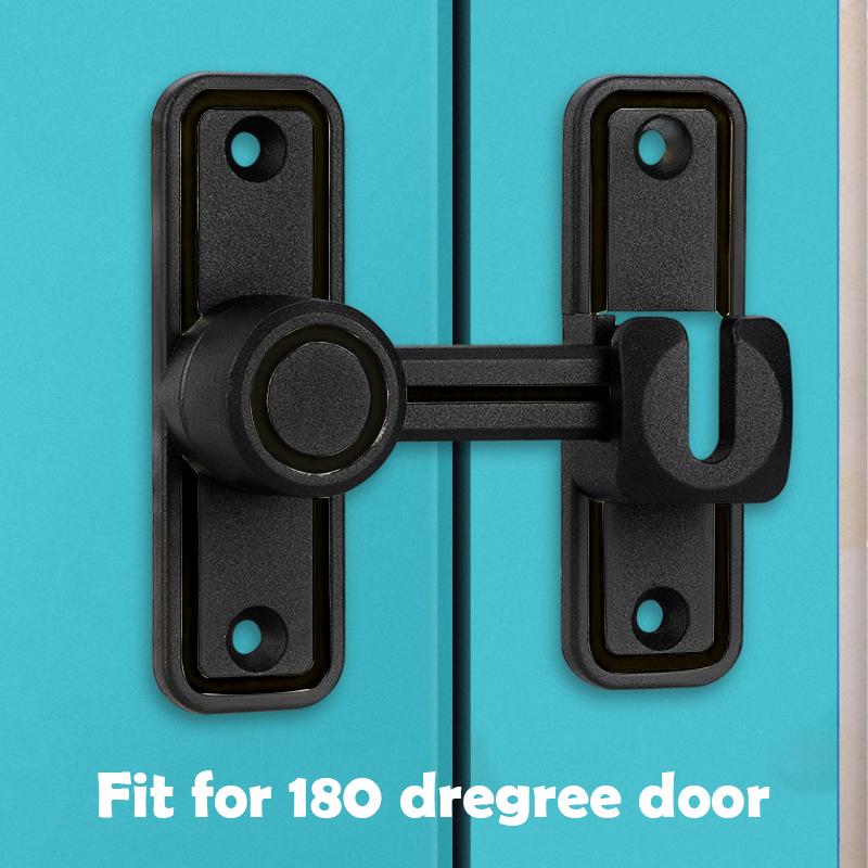 Barn Door Lock Latch, 90 & 180 Degree Heavy Duty Barn Door Latch Hardware Barn Door Locks and Latches Sliding Door Lock Home Safety Gate Locks Fit for Garage, Garden, Bathroom, Cabinet(Black)