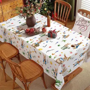 Peter Rabbit Pattern Tablecloth, Multiple Specifications Available, Multi - Color, Rectangular Polyester Table Cover, Easy to Clean, Ideal for Daily Use, Festive & Celebration Occasions, Cozy Home Decor