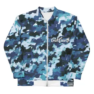 Time Is Money'Blue Camo Unisex Bomber Jacket