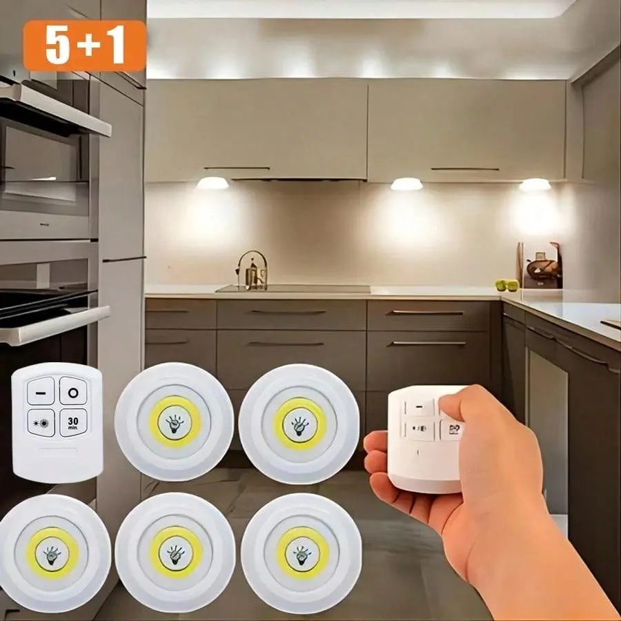 5pcs LED Punk Light Set - Cordless, Remote Controlled, Magnetic Stick-On Night Lights For Hallway, Bathroom, Bedroom, Kitchen, Cabinet, And Stairs Home Decor With Easy Installation
