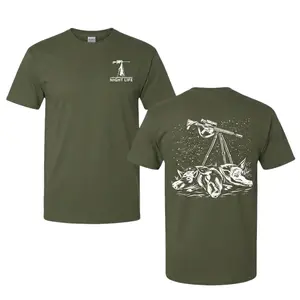 [MADE IN US] Hog Sniper Tripod Shirt - Night Life Hunting - Thermal Camo Predator, Wild Boar Hunting Shirt, Night Life Hog Hunter Graphic Shirt, Military Green Outdoor Hunting Shirt for Men