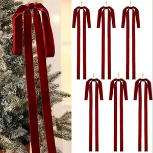10 Red Velvet Christmas tree wreaths-holiday gift rings, suitable for Christmas wreaths, decorations and folk handicrafts, suitable for gift packaging and DIY projects, Christmas tree decorative ribbons, Christmas decorative supplies and gift packaging ma