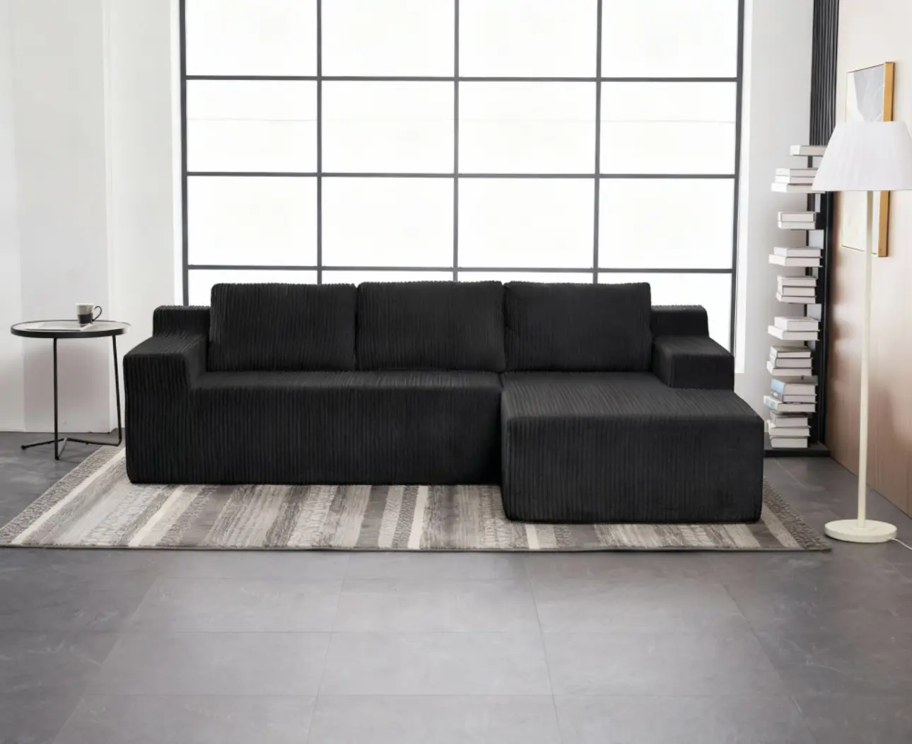 96" Boneless Couch Right Chaise L Shape Sectional Cloud Sofa Set for Living Room