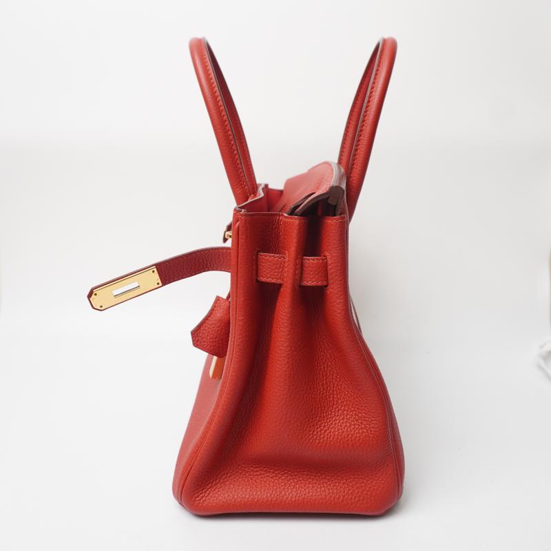Pre-owned HERMÈS leather Tote Bags Hermes Birkin Handbag Red Togo with Gold Hardware 30 （2016）