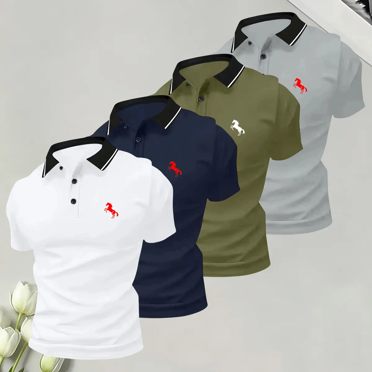 Men’s polo shirt, single-button top, summer short-sleeve T-shirt, birthday gift, can be worn under or over other layers, outdoor casual wear, sportswear, men’s business T-shirt, stylish short-sleeve design, breathable and comfortable, golf T-shirt