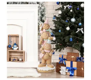 Glitzhome Christmas Sweet Gingerbread Family Porch Decor Glitzhome Christmas Sweet Gingerbread Family Porch Decor