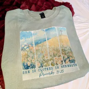 Proverbs 31 Shirt - She Is Clothed In Strength Proverbs 31:25 Inspirational Graphic Tee