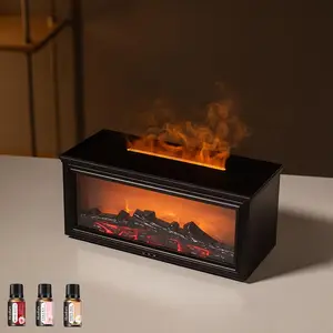 3D Flame Electric Aroma Diffuser & Humidifier with 7 Color Changing Lights Remote Control Auto-Off for Home Bedroom Office Enhances Ambiance