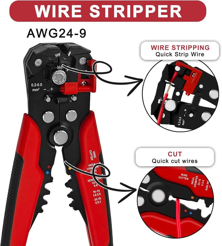 Terminal Crimping Tool and Multi-Purpose Wire Stripper Kit - Multiple jaw sizes, ratcheting design, Wire Crimper Tool - Ideal for mc4 crimping, wiring, repair electrical