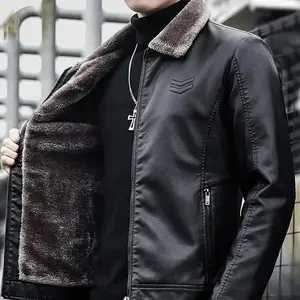 Men's Thickened Warm Windproof Fleece Lined Casual PU Jacket Medium Size Autumn Winter Riding Coat for Everyday Wear Menswear Outdoor western clothing western wear men mens  winter  jacket Stylish Tops jackets heated jacket western clothing