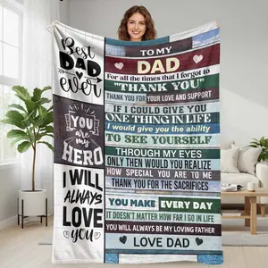 Best Dad Ever Flannel Blanket  Vintage Rustic Typography and Heart Print Design  Soft Warm Durable Cozy Gift Blanket for Father’s Day  Bedroom  Sofa  Living Room  Office  Birthday  Appreciation  Family Moments  Everyday Comfort summerwins