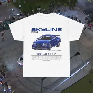 JDM Skyline R34 T-Shirt | Car Guy Gift | Racing Drifting Enthusiast | Unisex Heavy Cotton Tee