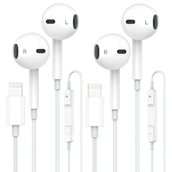 2 Pack Wired Earbuds for iPhone with Microphone & Volume Control, Noise Cancelling Earphones Compatible with iPhone 14/13/12/11/XR/XS/X/8/7/SE/Pro Max, In-Ear Headphones for iOS Devices