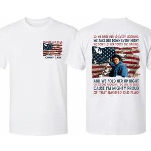 Johnny Cash Vintage Tee, 4th of July T-Shirt, RED OLD FLAG TEE, Gift For Independence Day, MADE IN USA