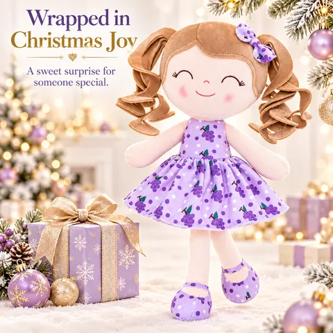 Gloveleya Plush Dolls for Girls, Strawberry Grape Fruit Soft Baby Toy, Cute Christmas Gift & 1st Birthday Present for Toddlers 0-6 Years, Lightweight Cuddle Buddy, Holiday Stocking Stuffer Nursery Room Decor