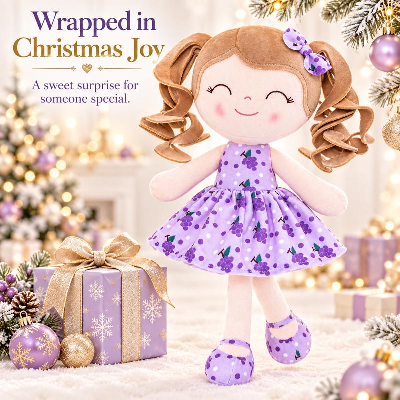 Gloveleya Plush Dolls for Girls, Strawberry Grape Fruit Soft Baby Toy, Cute Christmas Gift & 1st Birthday Present for Toddlers 0-6 Years, Lightweight Cuddle Buddy, Holiday Stocking Stuffer Nursery Room Decor