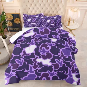 Trendy Camouflage Style Comforter Set-with Silk-Cotton Filling, Irregular Light and Dark Color Block Layered Print Bedding Set, Includes 1/2 Pillowcases - without Core, Niche and Retro, Perfect for Bedding Decor in a Sleek, Edgy-Style Bedroom
