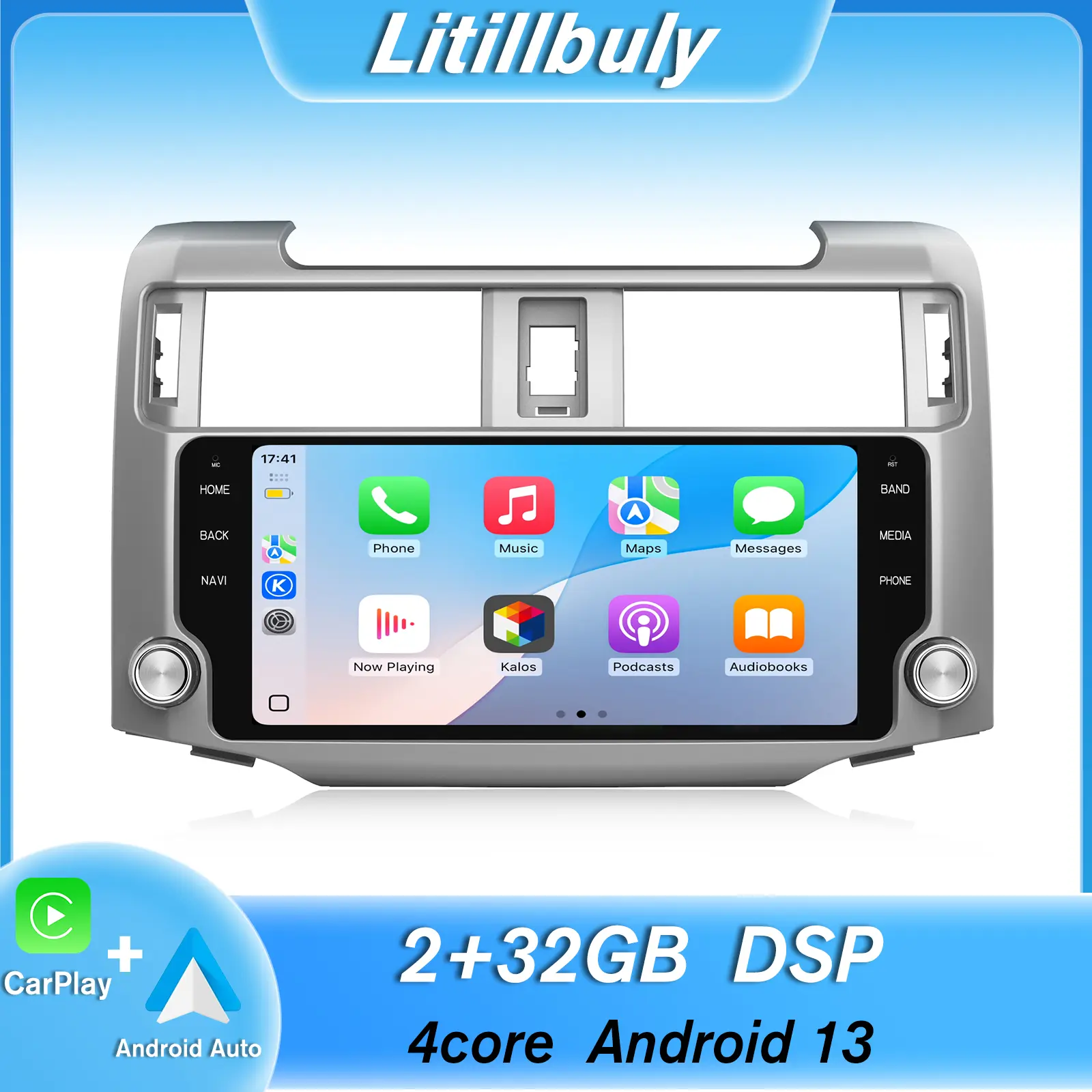 Car Stereo for Toyota 4Runner 2010-2023 touch screen has Android Auto Wireless Carplay, Bluetooth WIFI supports GPS Navigation