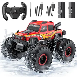 Amphibious RC Monster Truck Waterproof 4X4 Off-Road Car 2.4GHz Anti-Interference All Terrain Toy Car Kids Must-Have for Halloween Christmas Birthday Gift
