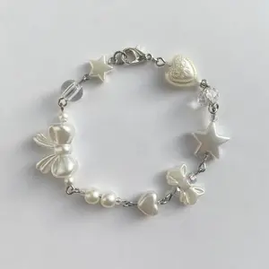 Pearly Wrist Charm Bracelet, 7-Inches With 1.75-Inch Extender, Hand to Wrist Jewelry