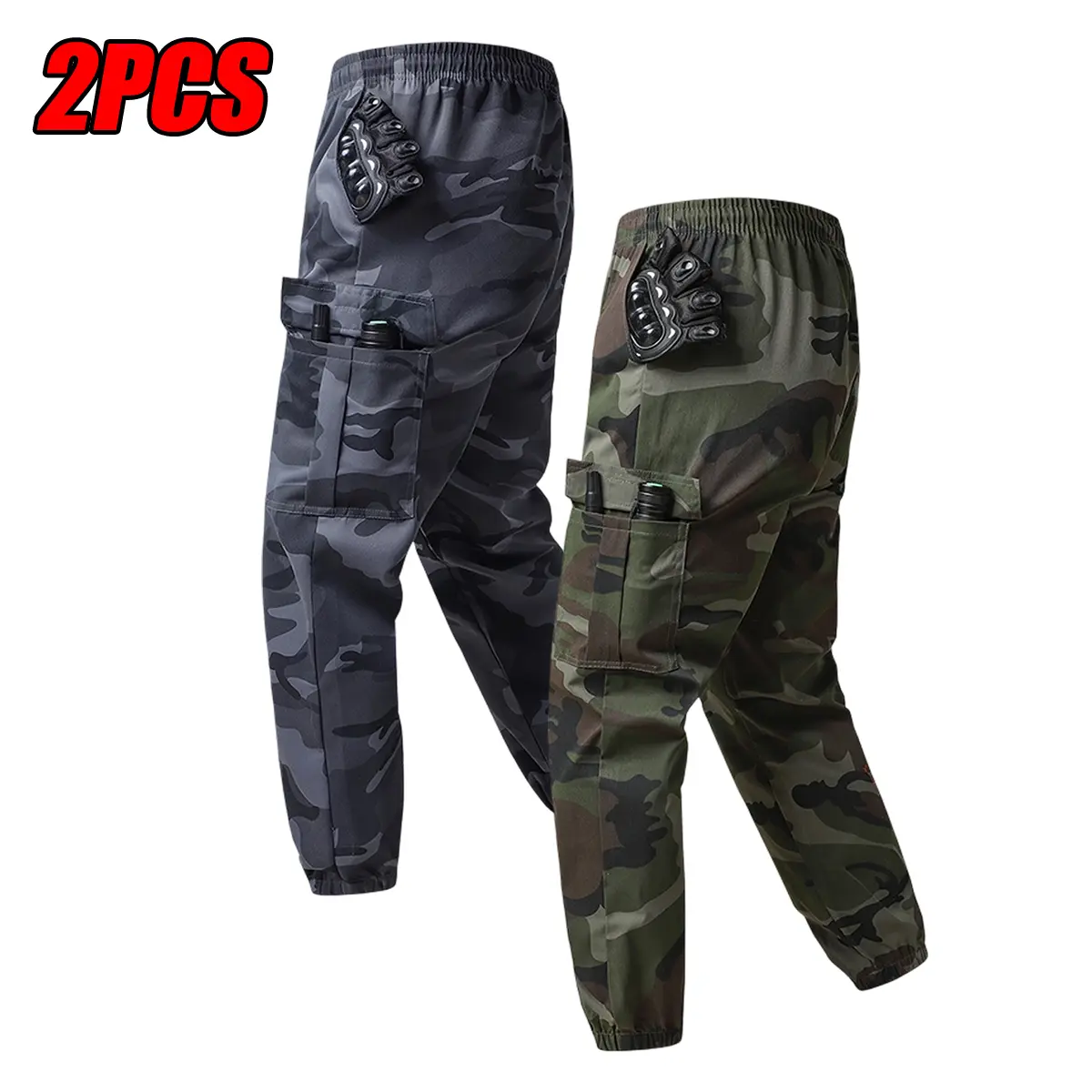 Men’s camouflage cargo jogger pants with an elastic waistband and multiple pockets; work long pants for outdoor street sports and casual wear; wide-leg, relaxed fit; suitable for daily commuting; machine washable – ideal for outdoor activities.