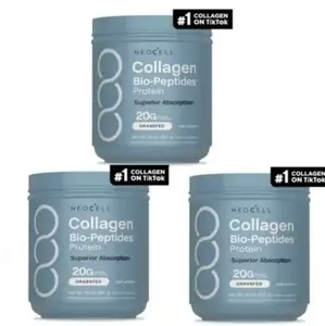 （3 Bottles） NeoCell Collagen Bio-Peptides Powder 20oz - Grassfed Protein Supplement - Advanced with 18 Essential Amino Acids