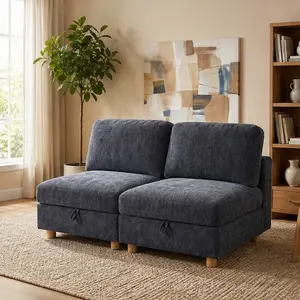 ARCH Modular Sectional Sofa 2 Seater Couch with Storage, Convertible Fabric Sofa Bed for Living Room, Beige Multi-Functional Folding Sofa with High-Density Sponge and Pocket Spring, 250 lbs per Seat, Beige Color Options, Fabric Material