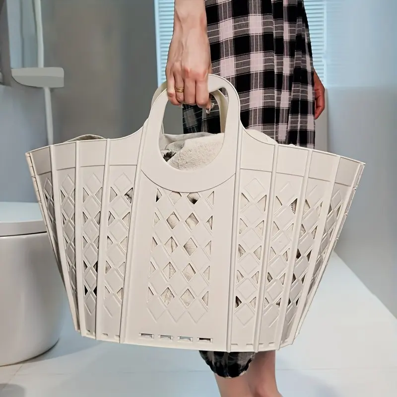 Large Capacity Foldable Laundry Basket with Handle, Stackable Dirty Clothes Bin, Portable Space-Saving Organizer, Toy and Bathroom Storage