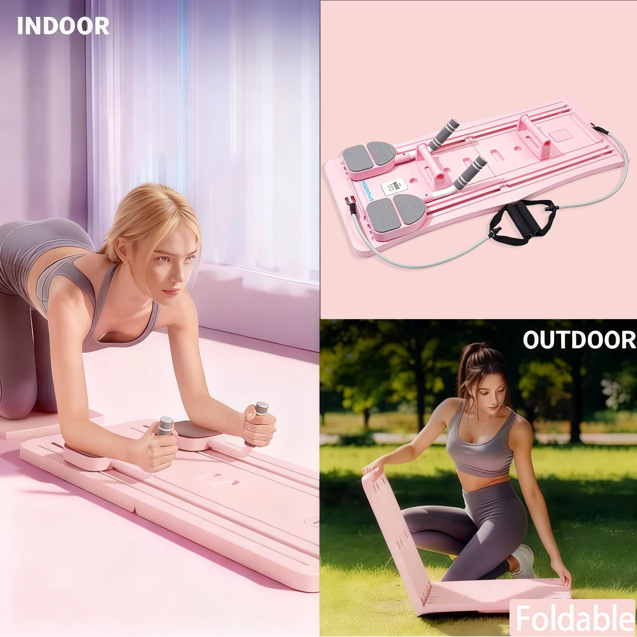 Multi-functional Pilates Workout Board, Foldable Core Strength Training Equipment, 300LBS Load-Bearing Home Fitness Tool for Full Body Exercise