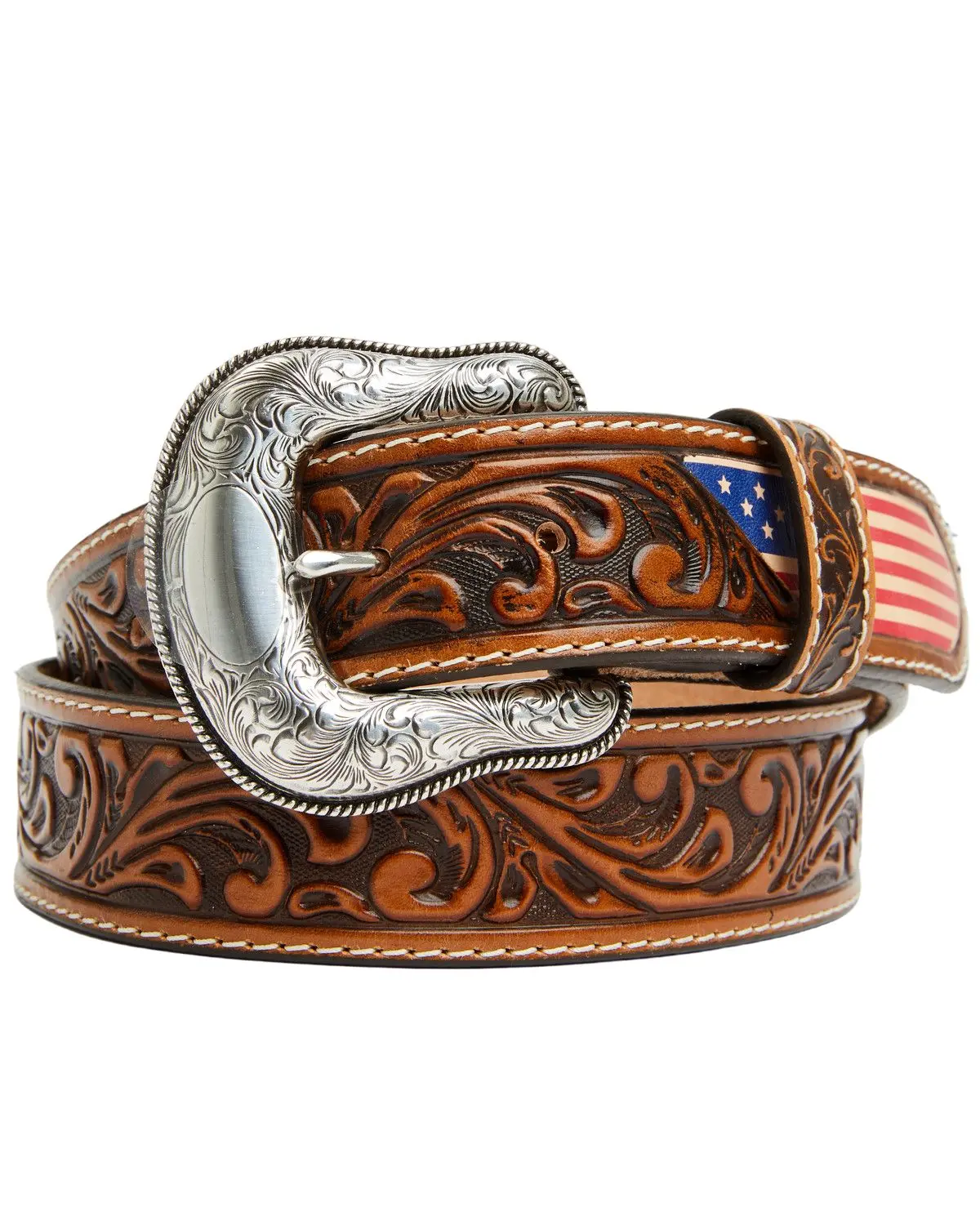 Leegin Men's Men'S Freedom Flag Tooled Leather Belt - C14244