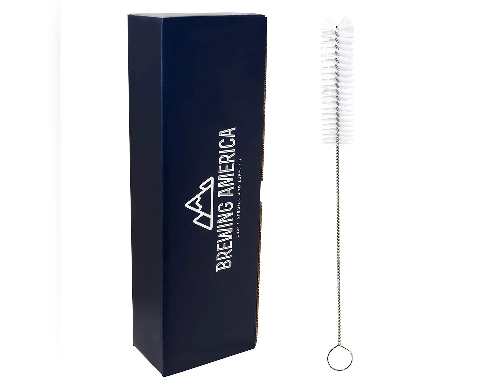 Cylinder Tube Brush with Fan End for Tip Cleaning, Nylon with Long Handle, Wire Loop End, 13"