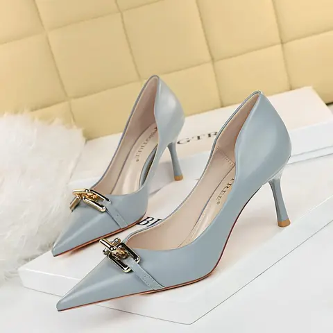 Women's Elegant Pointed Toe Metal Buckle Decoration Stiletto Heels, 2025 New Style Trendy Gorgeous High Heel Shoes, Elegant Heeled Shoes, Classy Stiletto Heels, Chic All-match Shoes for Daily Wear