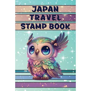 Japan Travel Stamp Book: Collect railway rubber ink stamps to create a personal souvenir of your trip. 4x6 passport size. Fun rainbow sparkly cover with Kawaii-style owls. Perfect for kids.