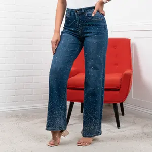 Luz Sparkle High waisted rhinestone jeans 30" INSEAM