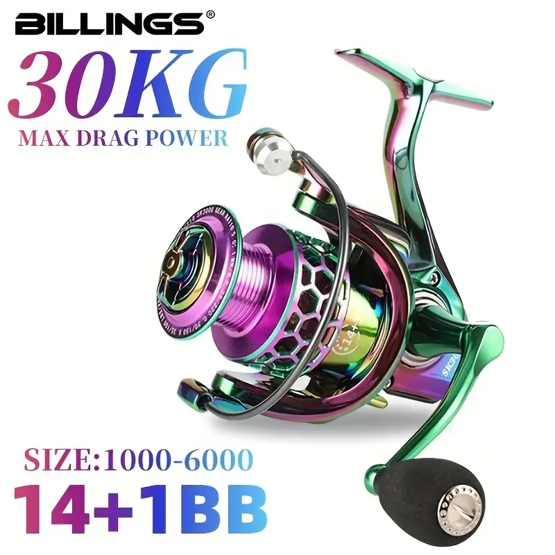 Billings Sk 1000-6000 Series 5.0:1/4.7:1 Gear Ratio 22lbmax Drag Cnc Metal Rocker Spinning Fishingreel, Fishing Accessories, Fishing Tackle, Fishing Equipment