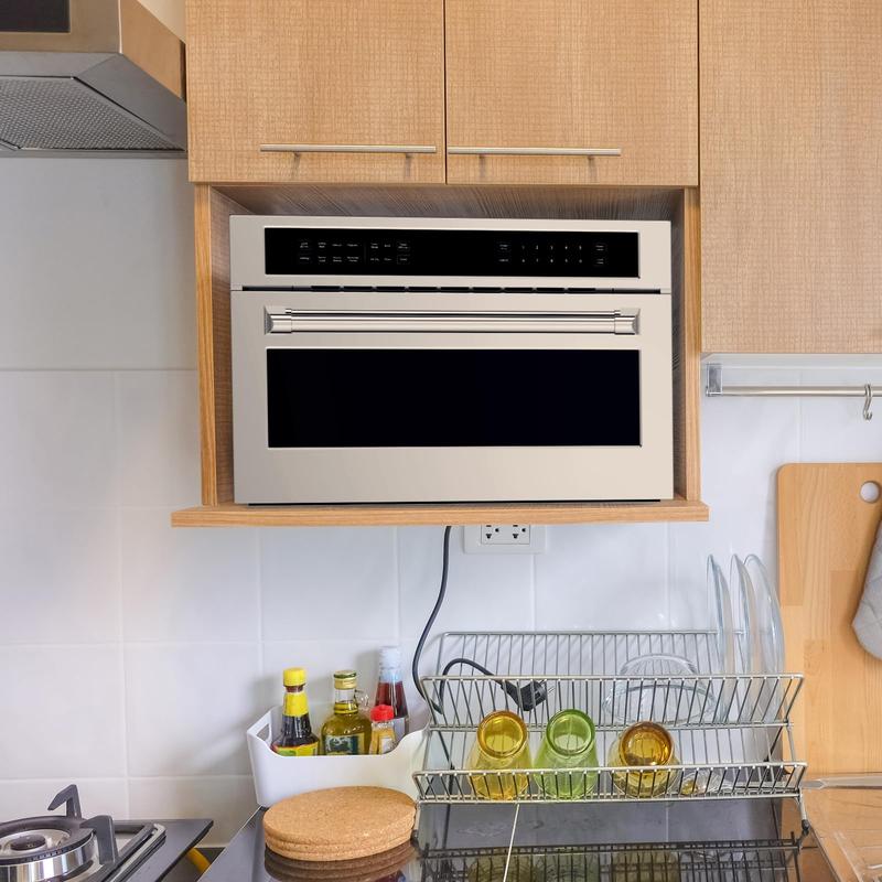 GARVEE 30’ Built-In Microwave Oven with 1.6 Cu.Ft Capacity, Air Fryer, Drop Down Door, 3D Surround Heating, Touch Control, and Safety Lock for Versatile Cooking