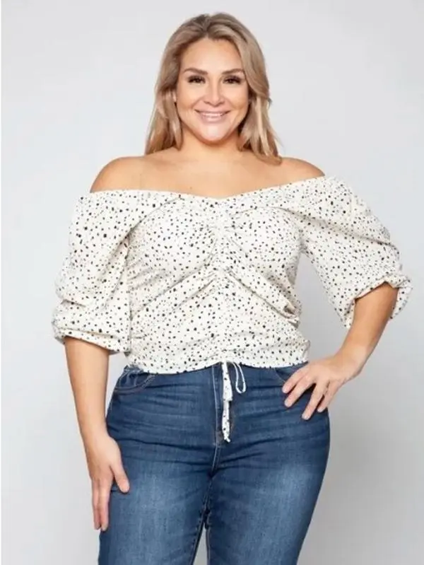 Plus Size Leopard Drawstring Top