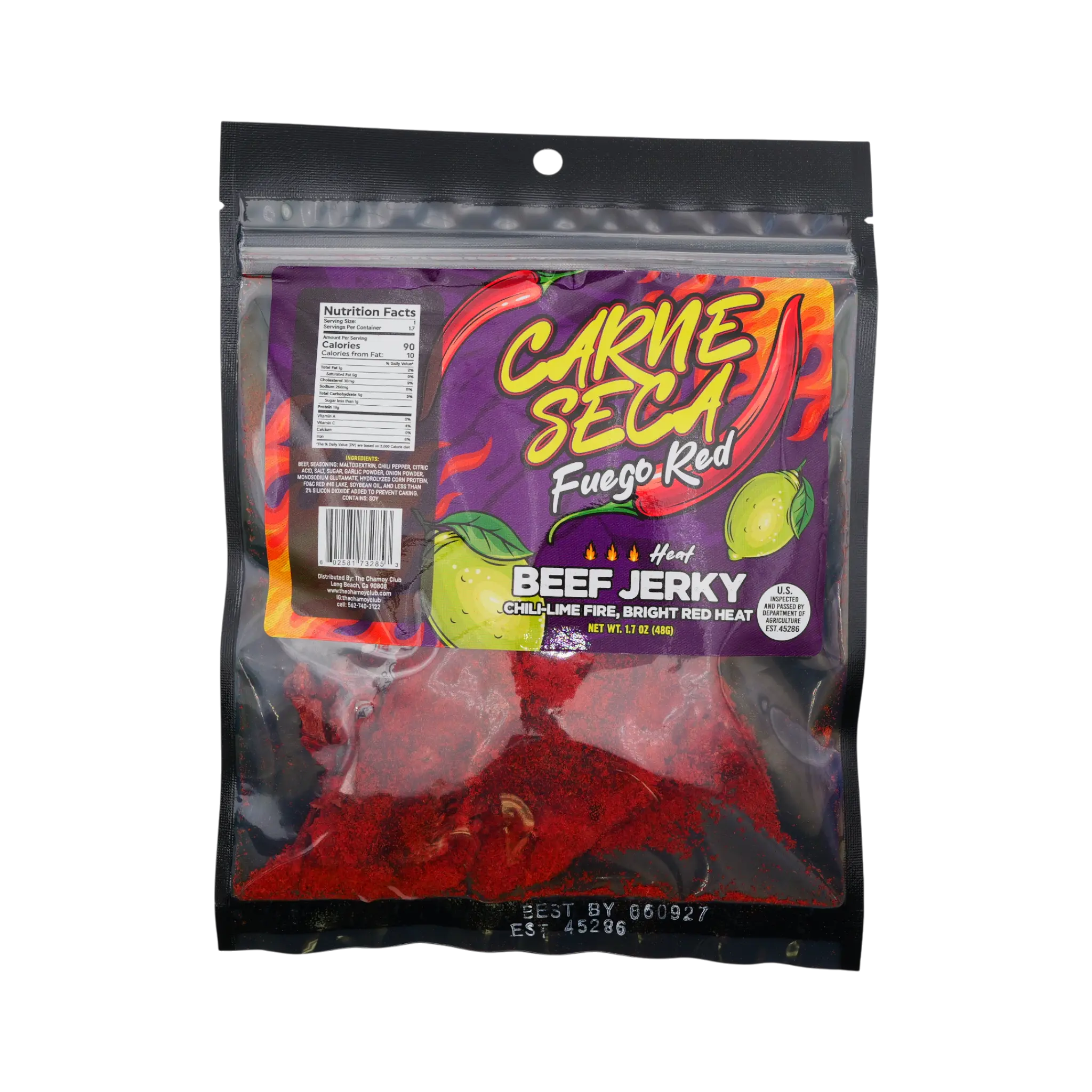 Carne Seca - Flaming Hot Cheetos, Fuego Red Takis, Fuego Blue Spicy Beef Jerky