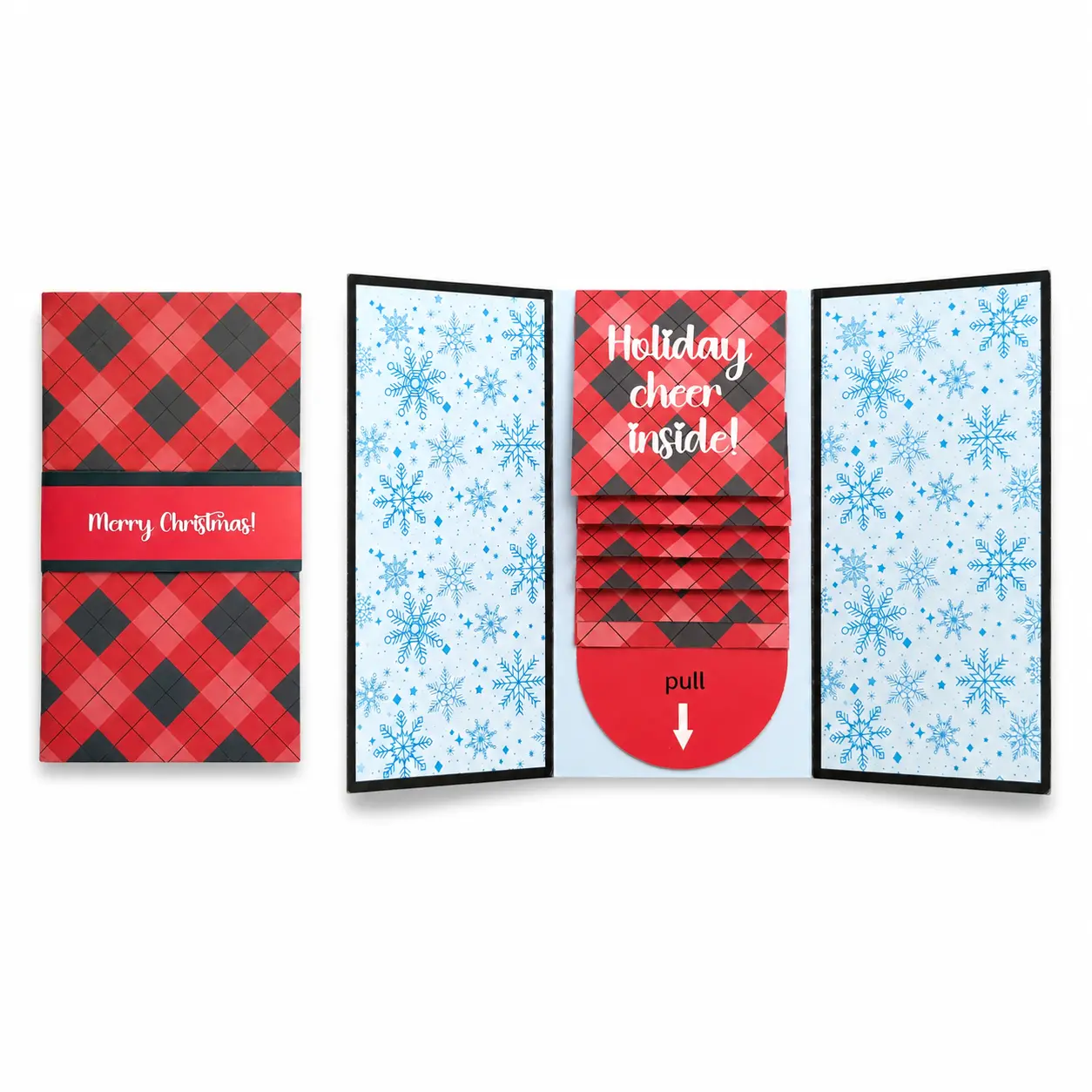DIY Pull-Out Christmas Pop Up Card with Hidden Messages, Gift Card & Photo Holder, Fun Sliding Holiday Surprise Gift for Friends, Family & Loved Ones