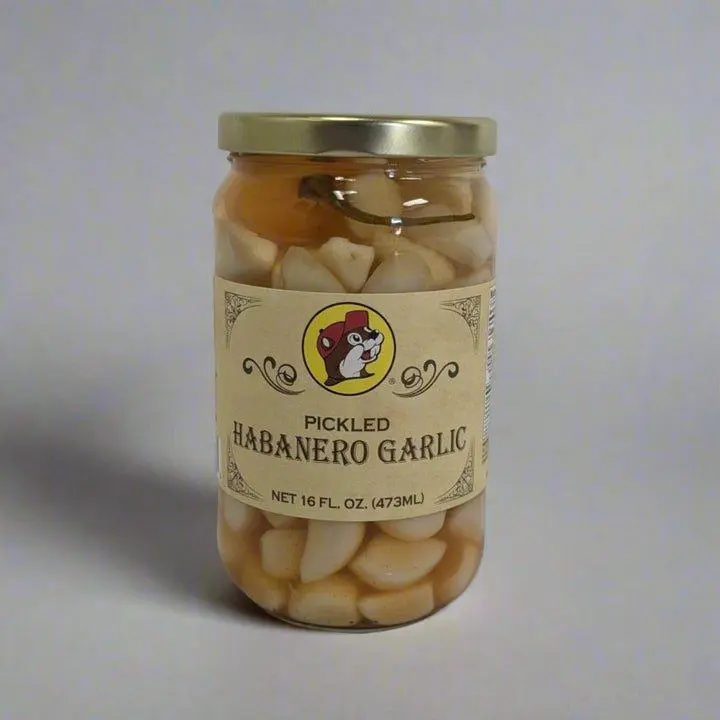 Buc-ee’s Pickled Habanero Garlic Spice - Natural, Spicy Flavor Boost for Sandwiches, Grilled Meats - 16 fl oz (473ml) - Bold Peppers, Garlic Cloves for Adventurous Food Lovers